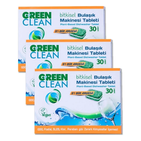 U Green Clean Bitkisel Bulaşık Makinesi Tableti 30'lu 3 Adet