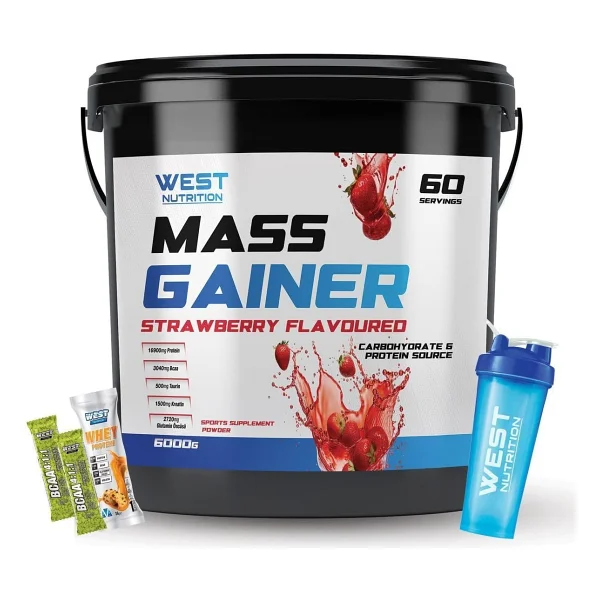 West Nutrition Mass Gainer Karbonhidrat Tozu 6 Kg Çilek Shaker - Görsel 5