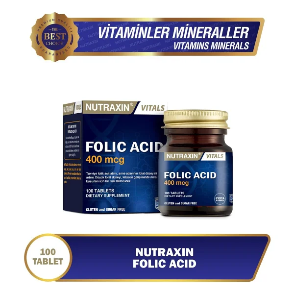 Nutraxin Folic Acid 400 mcg 100 Tablet - Görsel 10