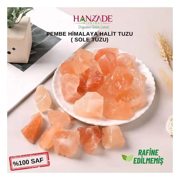 Hanzade Bitkisel Halit Tuz Sole Tuzu 500 Gr Şeffaf Berrak Kristal Pembe Himalaya Halit Sole Tuzu - Görsel 8