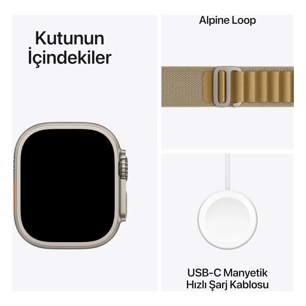 Apple Watch Ultra 2 GPS + Cellular 49mm Natürel Titanyum Kasa Ve Uçuk Kahve Alpine Loop Kordon Akıllı Saat - Görsel 6