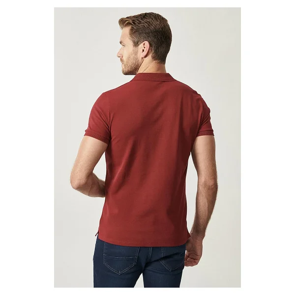 Altınyıldız Classıcs Slim Fit Dar Kesim Polo Yaka %100 Pamuk Kısa Kollu Tişört, Renk Bordo, Beden M - Görsel 5