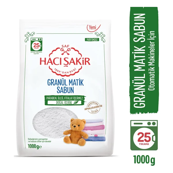 Hacı Şakir Granül Matik Sabun Otomatik Makineler İçin Sabun 25 Yıkama (1 x 1000 g) 2li paket - Görsel 2