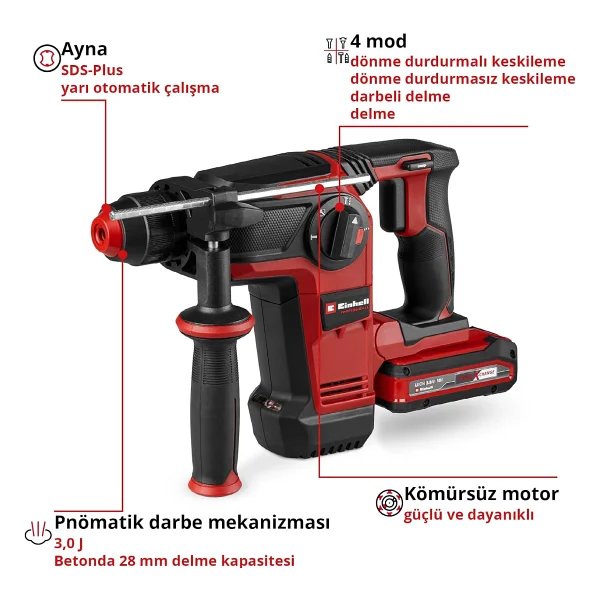 Einhell Tp-HD 18/28 Li Bl +4 Tek Akülü 3 Ah Kırıcı-Delici - Görsel 3