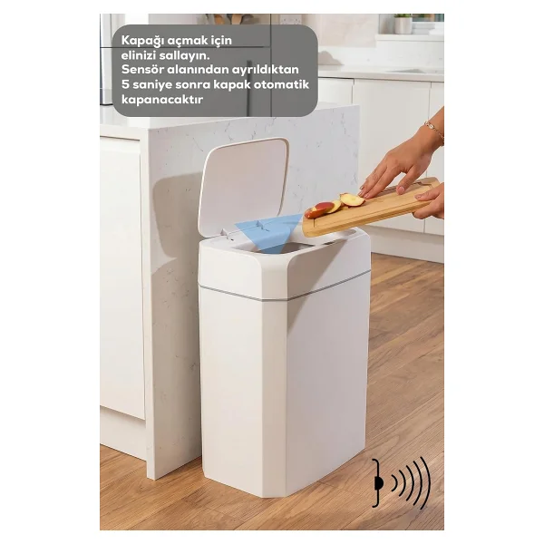 Porsima Me03 Hareket Sensörlü Sessiz Kapatma Çöp Kutusu Banyo Mutfak Çöp Kovası Kapaklı Banyo Çöp Kovası 22lt - Görsel 2