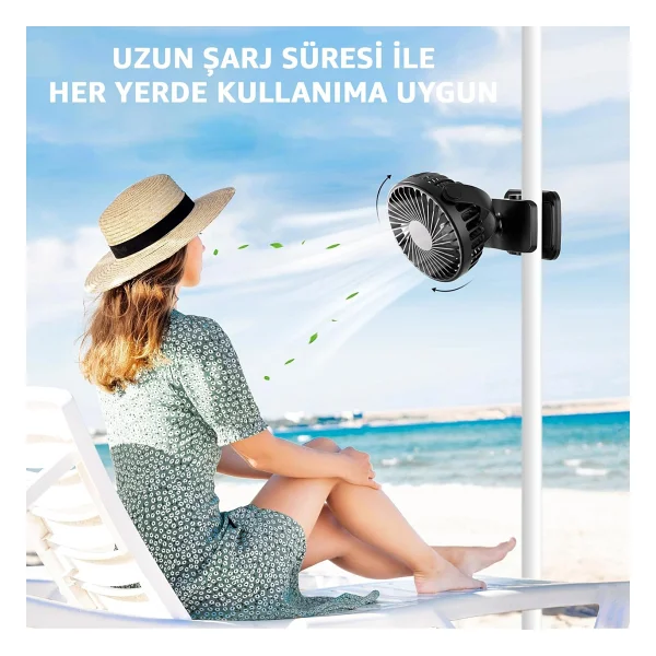 ROBEVE Şarjlı USB Mini Klipsli Vantilatör Fan - 3 Kademeli - 360° Hareketli - Bebek Arabası, Ofis, Masaüstü, Kamp Kullanımı İçin Uygun - Sessiz ve Taşınabilir - Asorti Renk - Görsel 3