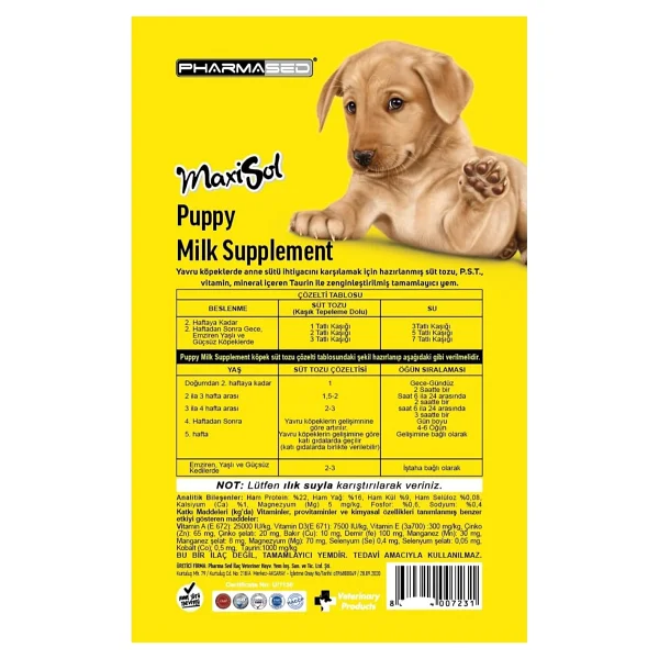 Maxisol Yavru Köpek Süt Tozu 200 Gr 10 Adet - Görsel 3