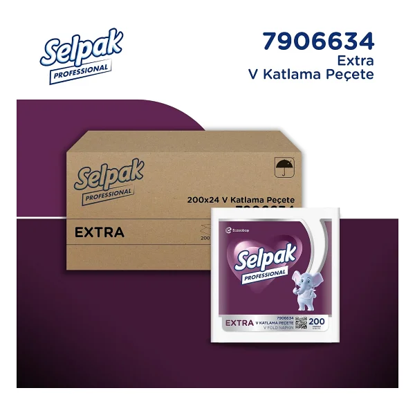 Selpak Prof Pro Ekstra 200x24 V Kat.Peçete - Görsel 6