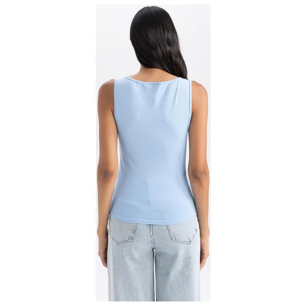 DeFacto Kadın Slim Fit Yuvarlak Yaka Atlet, Açık Mavi, S - Görsel 7