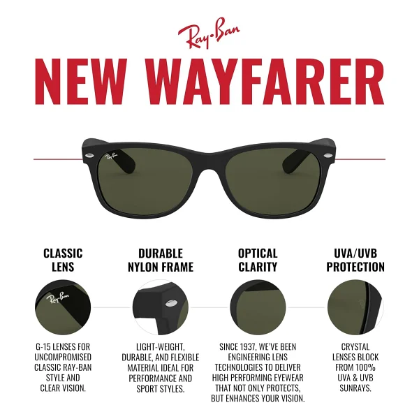 Ray-Ban Wayfarer 2132 646231 Black-Green Güneş Gözlüğü - Görsel 4