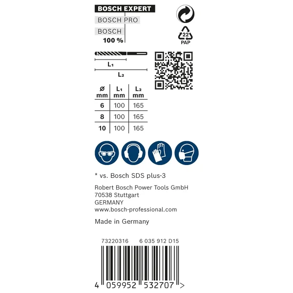 Bosch Professional 3 Parça Expert Sds Plus-7x Kırıcı Delici Delme Uçları (Yumuşak Taş, Sert Taş, Beton, Donatılı Beton, Beton Bina Bloku, Ø 6-10 Mm, Aksesuar Kırıcı Delici) - Görsel 4