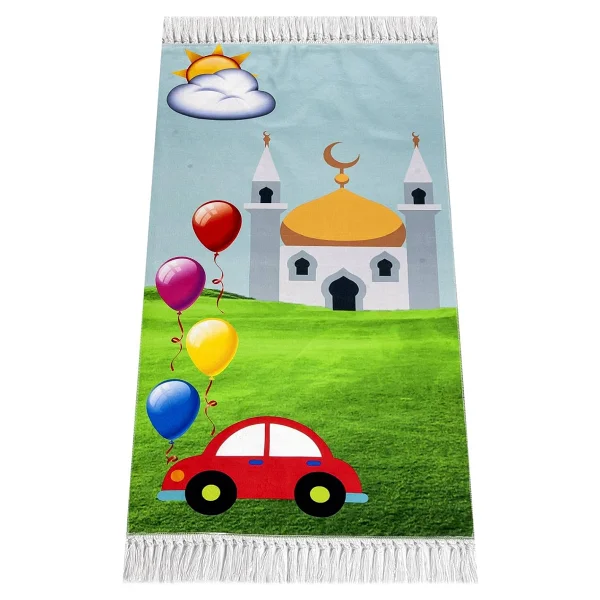 İhvan Online Dijital Baskılı Çocuk Seccadesi - Balonlu Camili - 44 X 78 cm - Görsel 5
