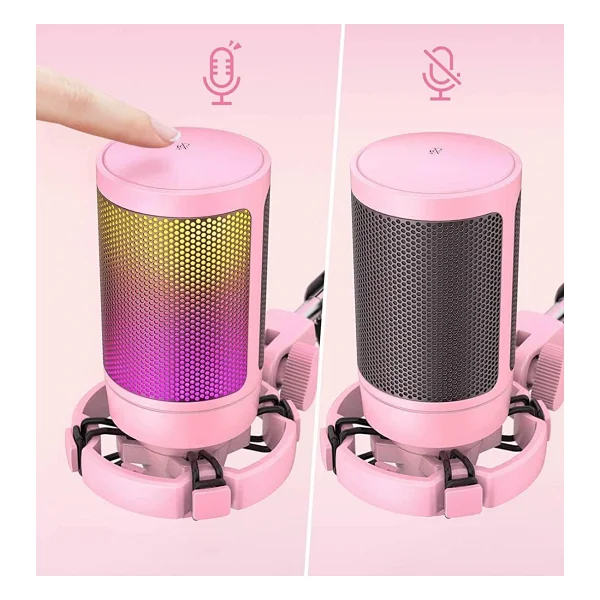 Fifine Ampligame A6v Pembe RGB USB Yayıncı Mikrofonu - Görsel 3
