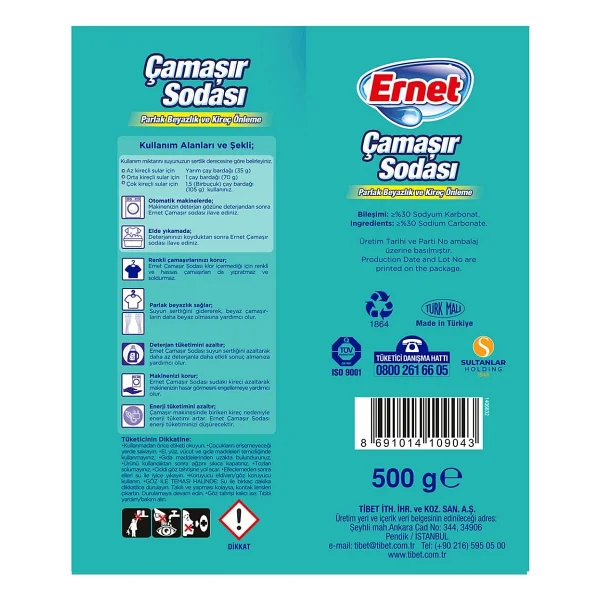 Ernet Çamaşır Sodası 500 G 2li - 1 kg - Görsel 2