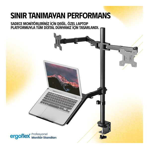 Ergoflex EF75 13-27 inç Üç Kollu Monitör Standı - Görsel 2
