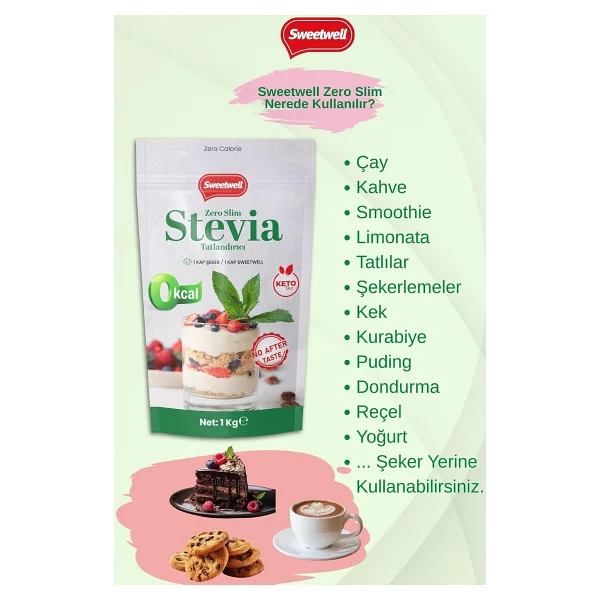 Sweetwell Zero Slim Stevia Eritritol Tatlandırıcı 1 kg - Görsel 4