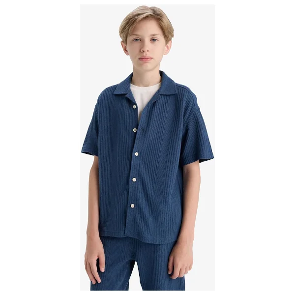 DeFacto Erkek Çocuk Oversize Geniş Kalıp Polo Yaka Kısa Kollu Gömlek E3313A825HS - Görsel 5