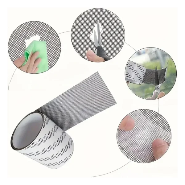 BUFFER Güçlü Yapışkanlı Pencere Tamir Bandı, Böcek Önleyici Yama Bandı 2 mt x 5 cm - Görsel 4