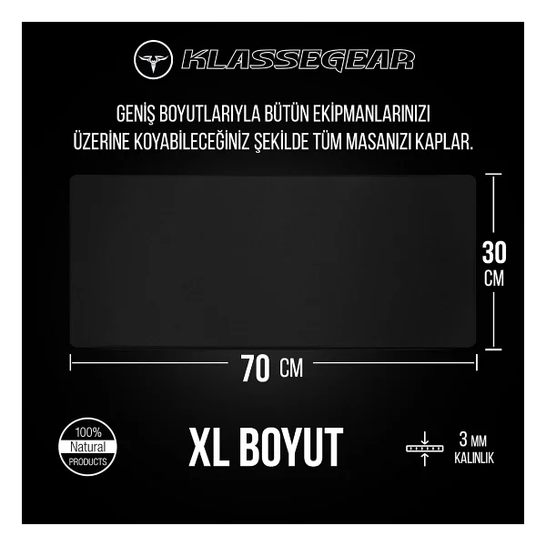 Klasse Pro Black Edition - Dikişli Kenar 70x30, 90x40, 100x50 Ve 120x60 Cm Oyuncu Gaming Mouse Pad (Siyah, 90x40 Cm) - Görsel 2