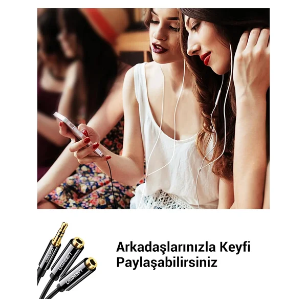 Ugreen 3.5mm 2'li Aux Kulaklık Çoklayıcı Beyaz - Görsel 5