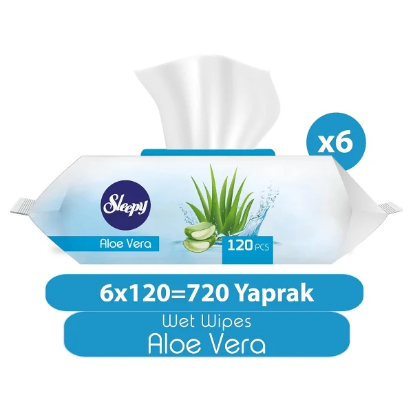 Sleepy Aloe Vera 120 Yaprak 6'lı Paket Islak Mendil - Görsel 2