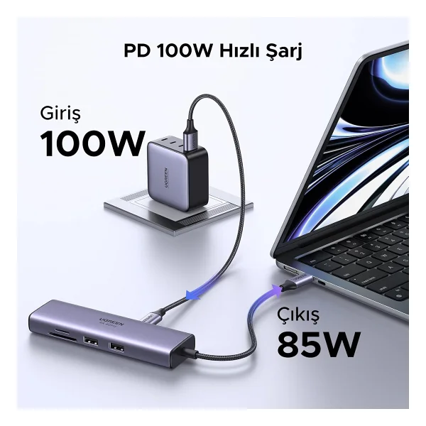 Ugreen USB C Hub 4K 60hz Hdmı HDR 1gbps Ethernet 100w Pd, Sd/Microsd, MacBook Air/Pro, iPad İçin 2 USB 3.0 Uyumlu - Görsel 4