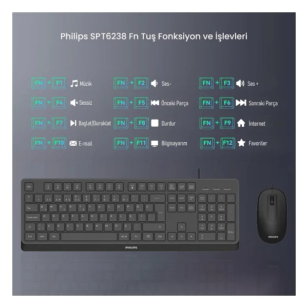 Philips Spt6238 Kablolu Klavye Mouse Seti - Görsel 4