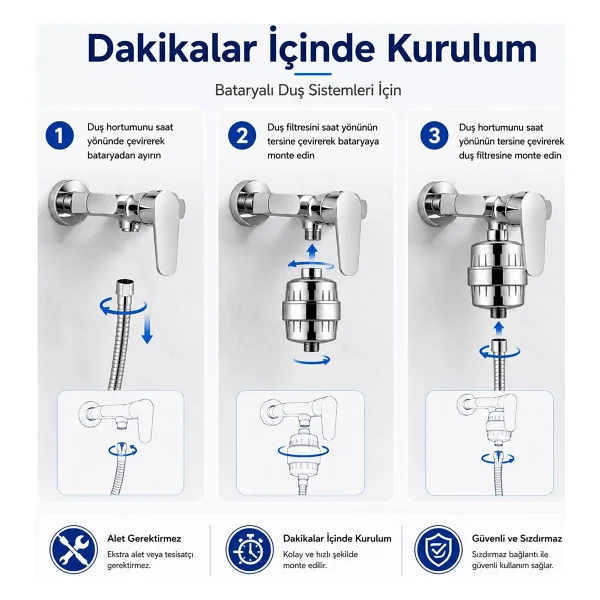 Bluefox SILVER Duş Filtresi - Klor ve Ağır Metal Arıtmalı, KDF 55 + Aktif Karbon, Saç ve Cilt Dostu, Kireç Azaltıcı, Evrensel Uyumlu, Aletsiz Montaj, Su Yumuşatıcı - Görsel 8