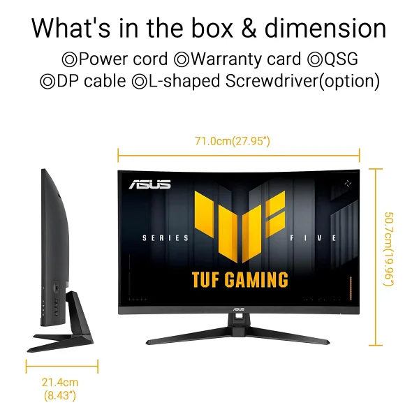Asus TUF Gaming VG32VQM5B 31.5" 0.5 ms Full HD Curved 250 Hz OC Oyuncu Monitörü - Görsel 7