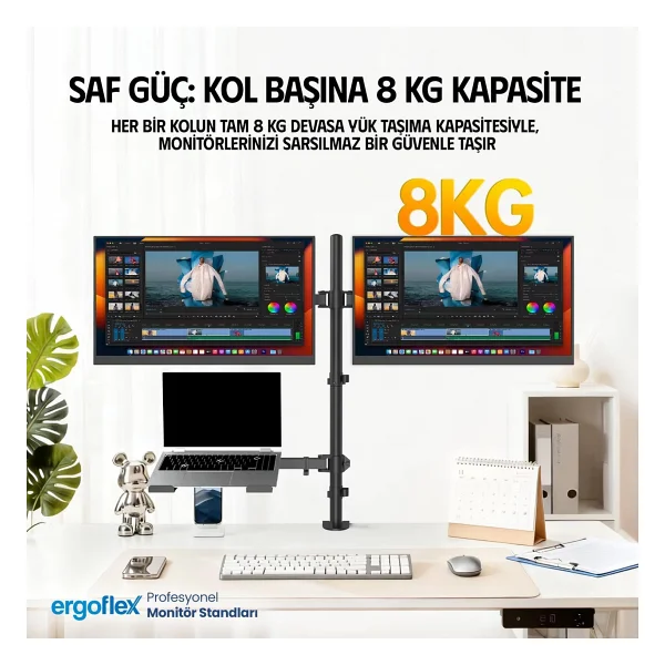 Ergoflex EF75 13-27 inç Üç Kollu Monitör Standı - Görsel 6