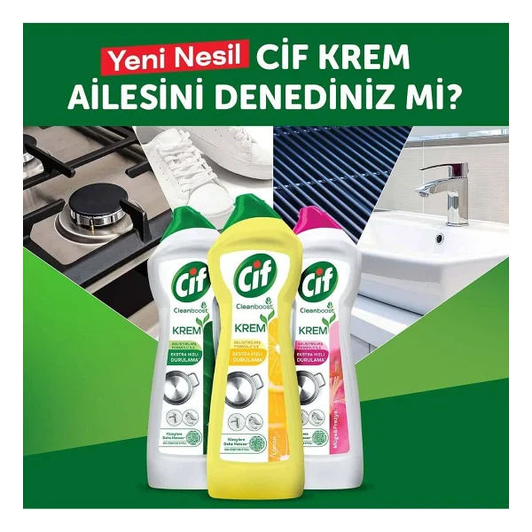 Cif Cleanboost Krem Amonyak Yüzey Temizleyici 1.5 Lt 3'lü - Görsel 7