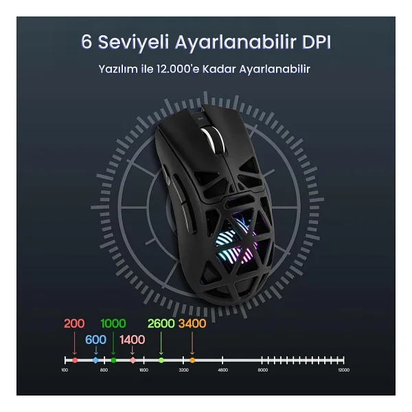 Aula Sc620 Siyah Şarjlı Optik Kablolu/Kablosuz Oyuncu Mouse - Görsel 4