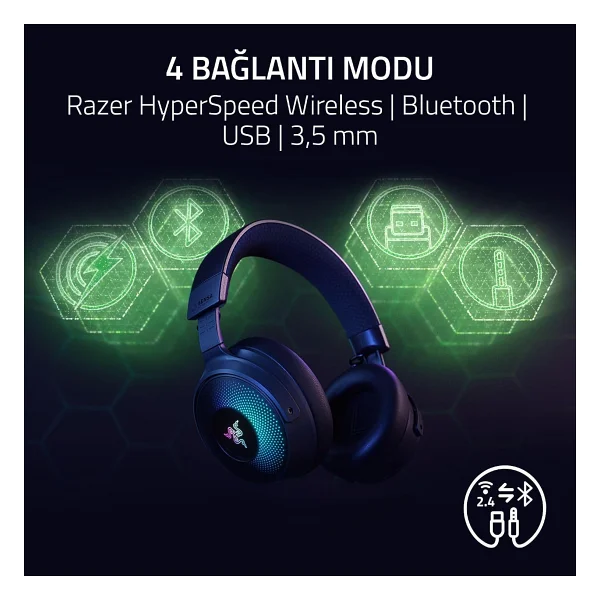 Razer Kraken V4 Pro Rz04-05160100-R3m1 RGB Kablolu/Kablosuz Kulak Üstü Oyuncu Kulaklığı - Görsel 7