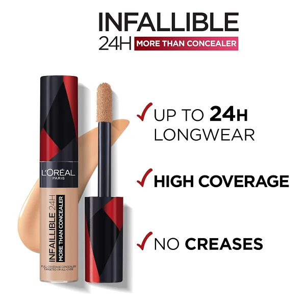 L'Oreal Paris Infaillible Tüm Yüze Uygulanabilir Kapatıcı 330 Pecan & Telescopic Lift Maskara Makyaj Seti - Görsel 4