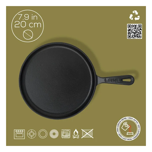 Lava Metal Saplı 20 Cm Döküm Krep Tavası - Görsel 5