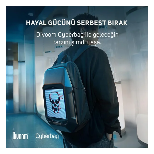 Divoom Pixoo Cyberbag Siyah Piksel LED Ekranlı Sırt Çantası - Görsel 5