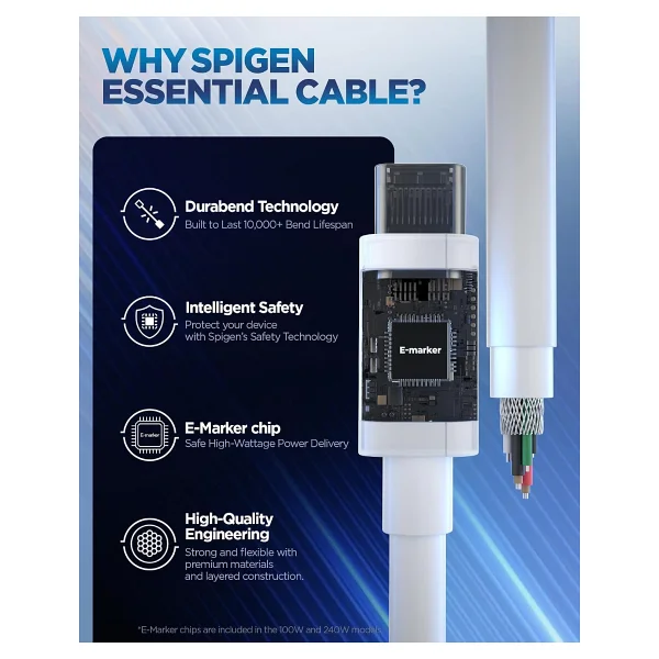 Spigen Aca08718 1 M Siyah Type-C To Type-C Hızlı Şarj Kablosu - Görsel 6