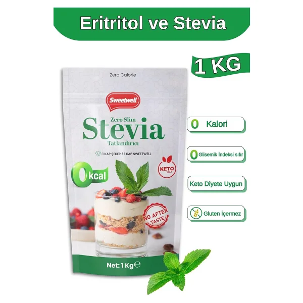 Sweetwell Zero Slim Stevia Eritritol Tatlandırıcı 1 kg - Görsel 3