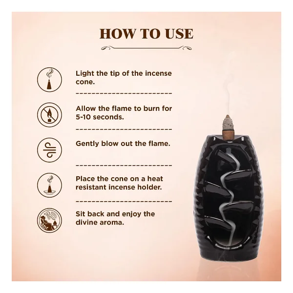 Hem Tütsü Geri Akış Şelale Sandal Ağacı Kokulu 40 Konik Tütsü - Sandalwood Backflow Incense Cones - Görsel 4