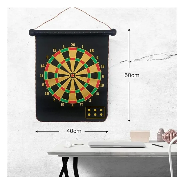 Hsport Manyetik Dart Tahtası Mıknatıslı 6 Ok Büyük Boy Çift Yönlü Hedef Oyunu Dartboard Duvara Zarar Vermeyen Oyun Seti - Görsel 2