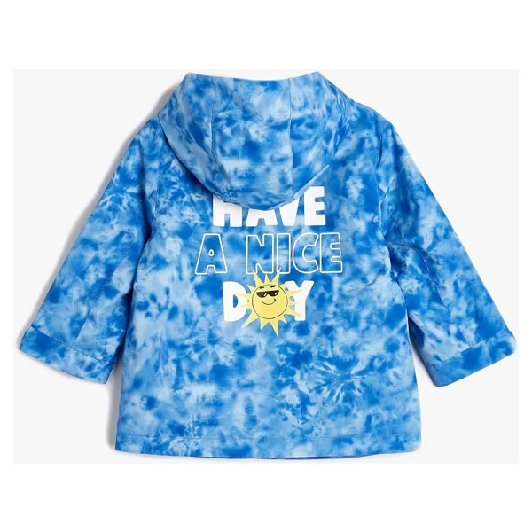 Koton 4SMB20003TW Mavi Batik Desenli Kapüşonlu Erkek Bebek Mont - Görsel 2