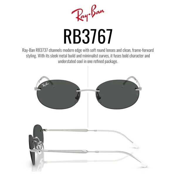 Ray-Ban 3767 003/87 Silver-Dark Grey Güneş Gözlüğü - Görsel 4