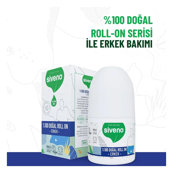Siveno %100 Doğal 50 Ml Erkek Roll-On Deodorant - Görsel 6