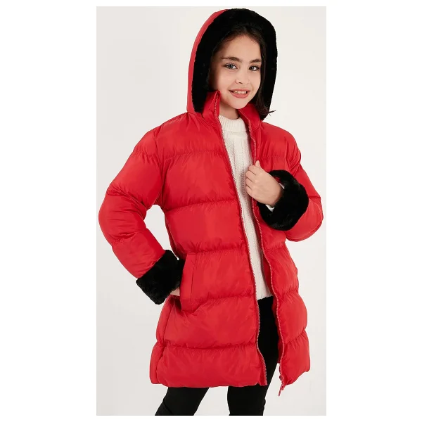 Lela 5761981 İçi Astarlı Kapüşonlu Çocuk Şişme Mont - Görsel 4
