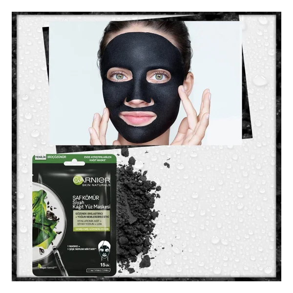 Garnier Saf Kömür Ve Siyah Yosunlu Gözenek Sıkılaştırma Kağıt Maske - Görsel 4