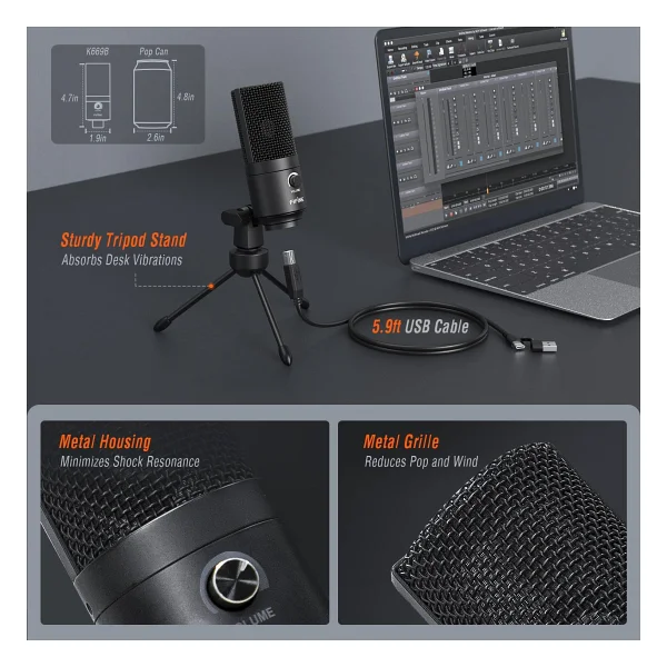 Fifine K669b USB Condenser Mikrofon - Görsel 6