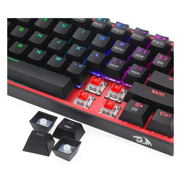 Redragon K616 Fizz Pro Siyah RGB Red Switch Kablolu/Kablosuz Mekanik Oyuncu Klavyesi - Görsel 4