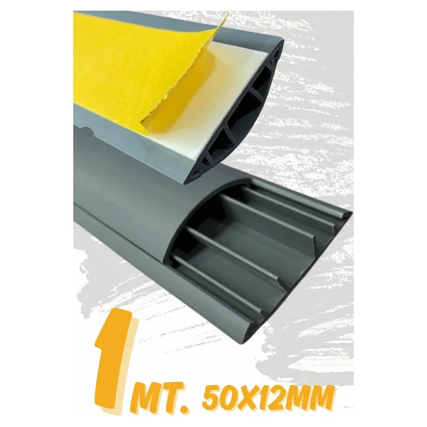 1m Kendinden Yapışkanlı 50x12mm Gri Balık Sırtı Kablo Kanalı - 1 Metre - Görsel 2