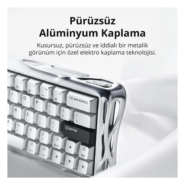 Gravastar Mercury V60 Pro Chrome Silver Deluxe Edition RGB %60 Tkl Ufo Magnetic Switch Kablolu Mekanik Oyuncu Klavyesi - Görsel 8