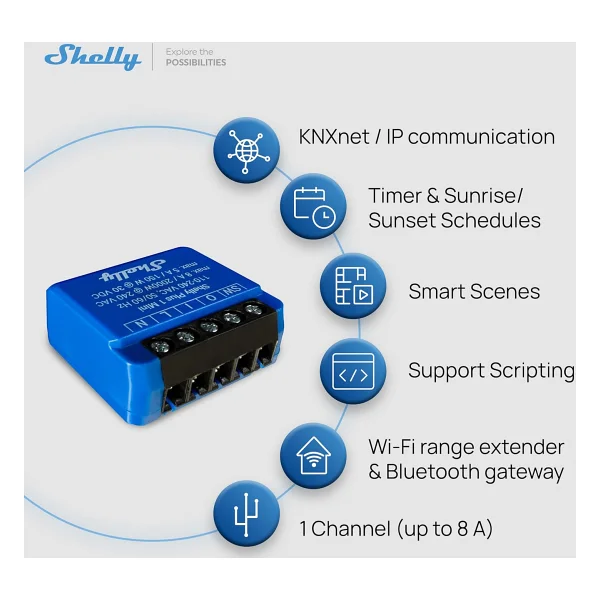 Shelly 1 Mini Gen3 Wi-Fi Akıllı Röle - Görsel 2